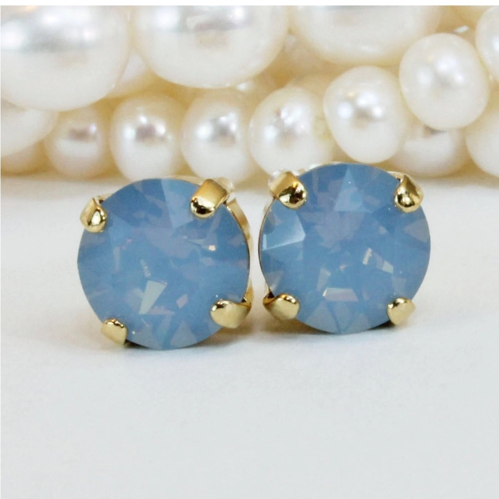 Elegant Blue Opal Stud Earrings